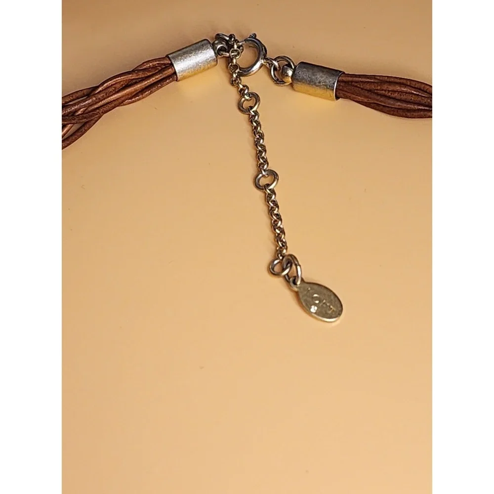 ANN TAYLOR LOFT Signed Necklace Multi-Strand‎ Braided Cord Metal Bar FREE $HIP!!